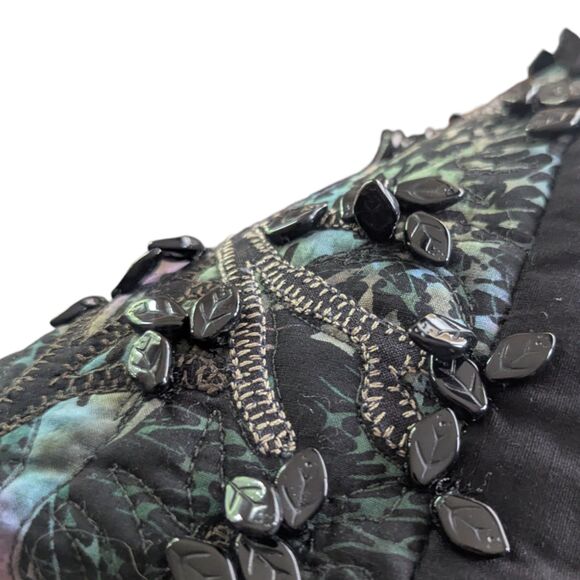 Quilted Tree of Life Wall Hanging: Beaded Fiber Art Table Topper - Picture 2 of 8